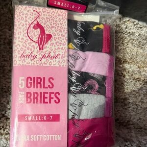 Baby Phat Girls' Briefs 5-Pack - Pink, Gray, Black, Purple